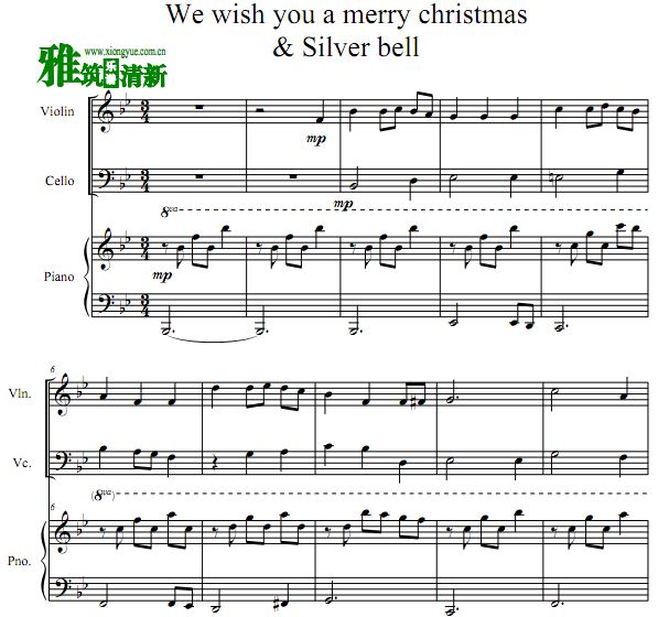 We Wish You a Merry Christmas & Silver Bells Medley钢琴三重奏谱