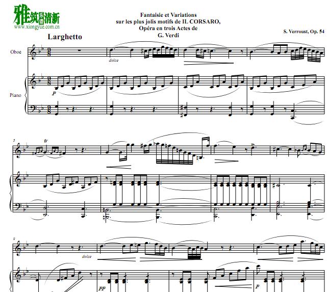 Fantasie et Variations on Il Corsaro 双簧管钢琴伴奏谱