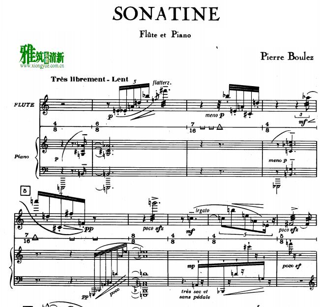 Pierre Boulez - Sonatine 长笛钢琴伴奏谱