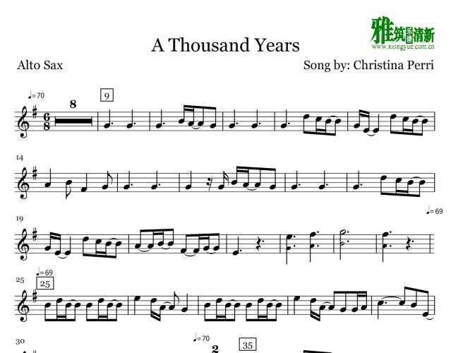 A thousand years - 萨克斯谱 alto