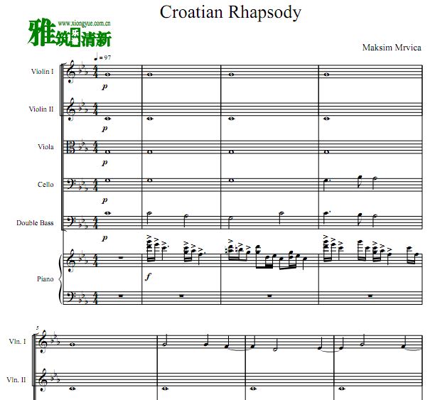 Croatian Rhapsody 克罗地亚狂想曲钢琴六重奏谱