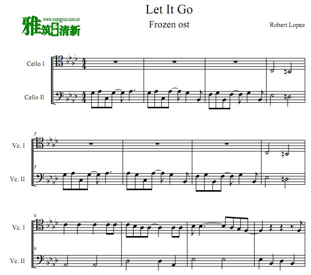 冰雪奇缘大提琴二重奏谱 Let it go 大提琴二重奏谱