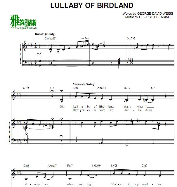 Ella Fitzgerald - Lullaby of Birdland钢琴伴奏谱