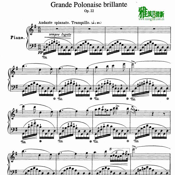 肖邦 Grande Polonaise Brillante Op 22钢琴谱