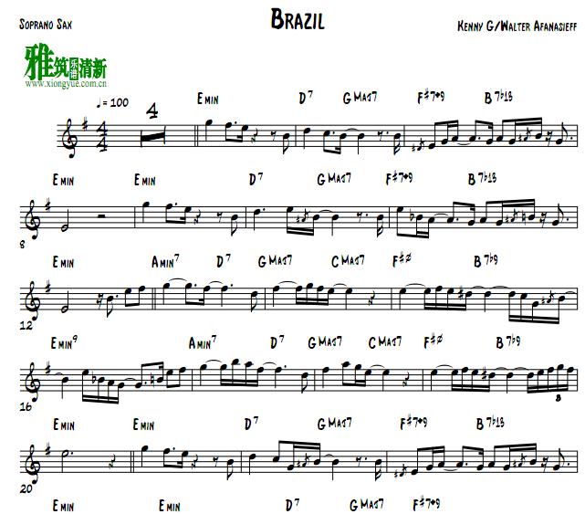 Kenny G - Brazil 萨克斯谱
