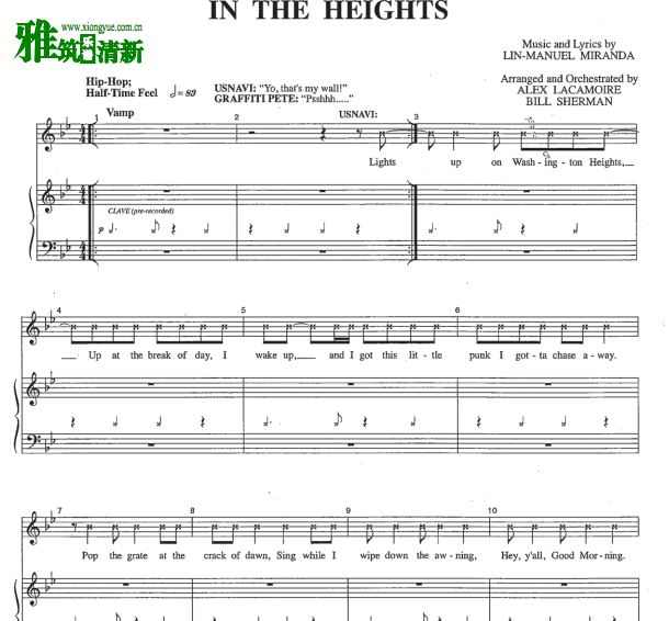身在高地片头曲 In the Heights钢伴声乐正谱