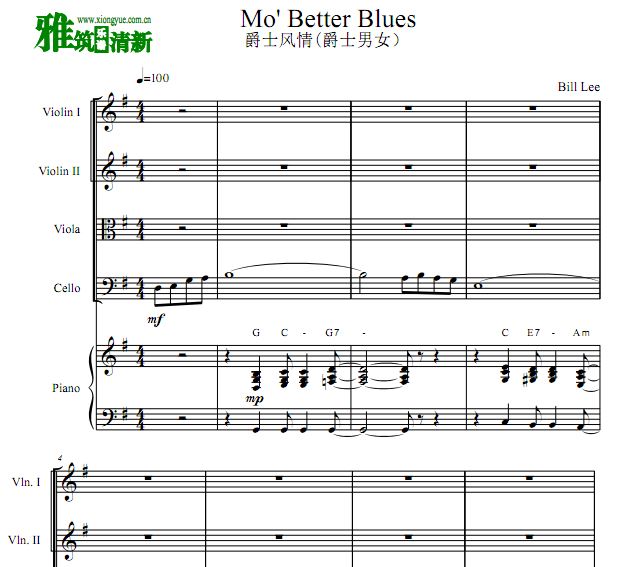 爵士风情 Mo' Better Blues钢琴五重奏谱