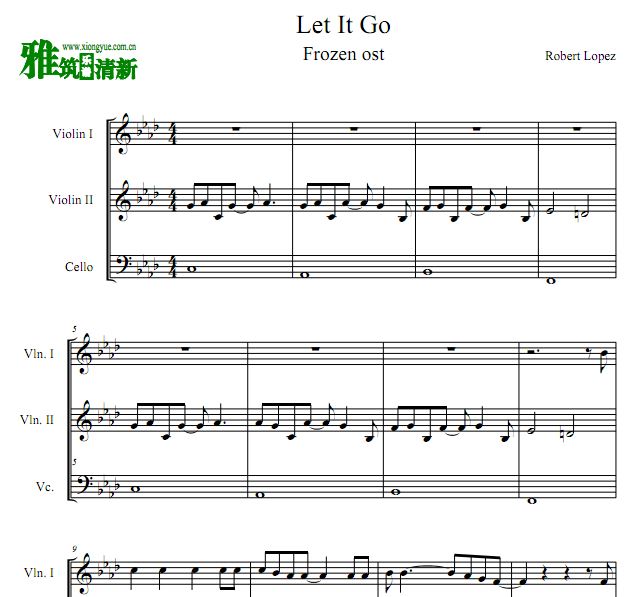 冰雪奇缘 Let it go 小提琴大提琴 弦乐三重奏谱