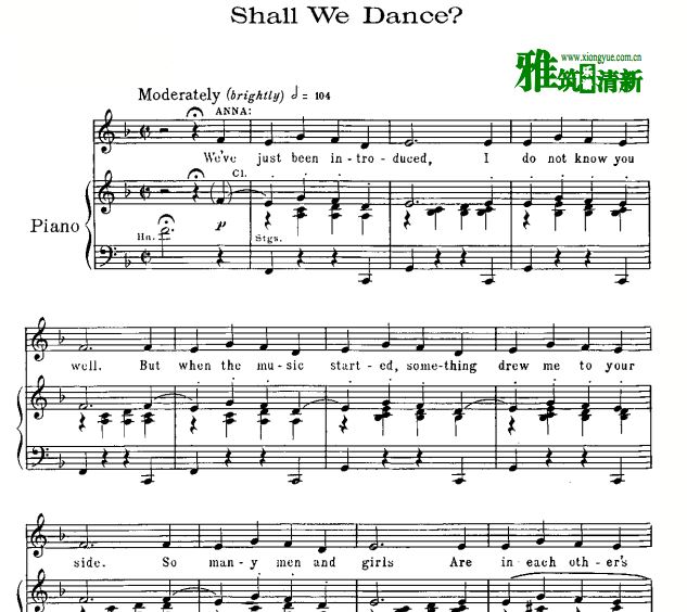 国王与我 Shall We Dance声乐钢琴伴奏谱