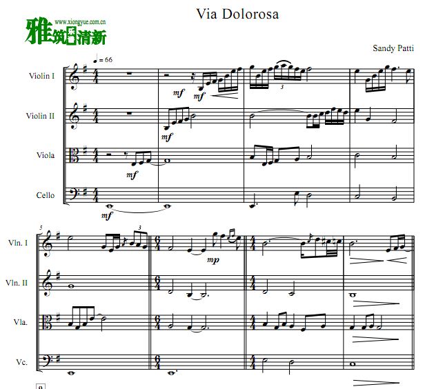 苦路 Via Dolorosa弦乐四重奏谱