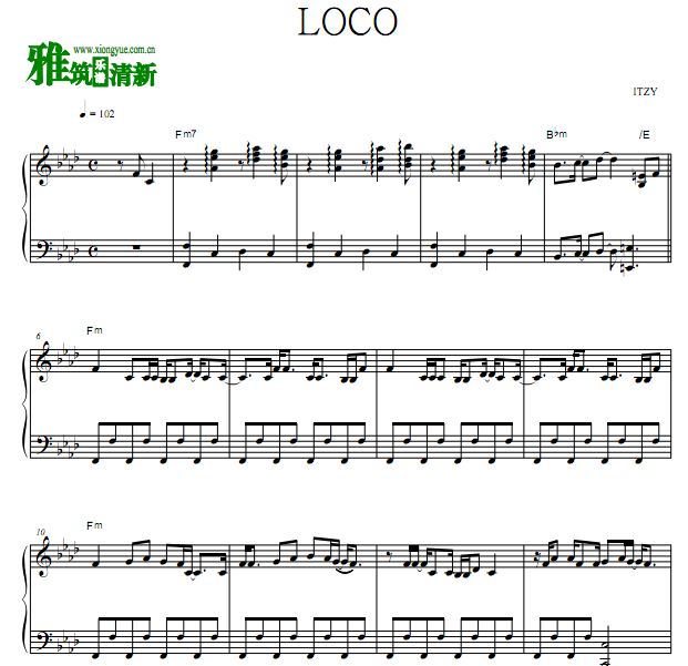 ITZY - LOCO钢琴独奏谱