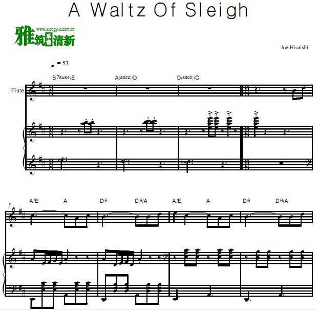 久石让 A Waltz of Sleigh长笛钢琴伴奏谱