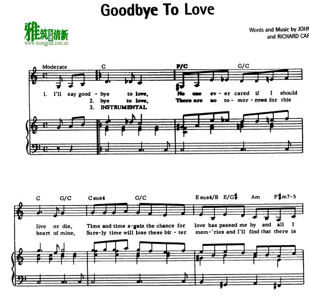 The Carpenters - goodbye to love钢琴谱