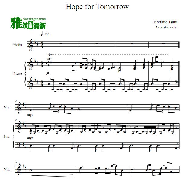 Hope For Tomorrow小提琴钢琴谱