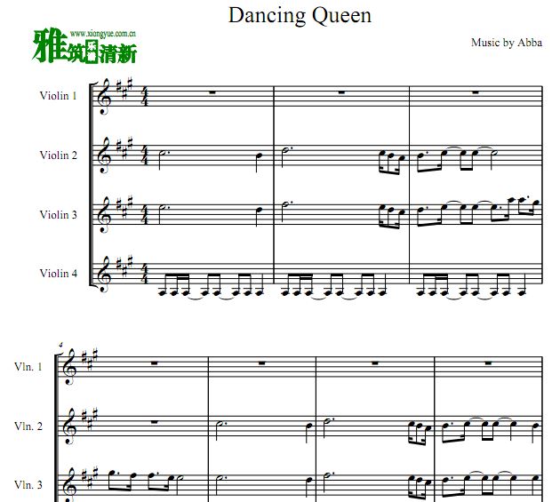 Dancing Queen小提琴四重奏谱 