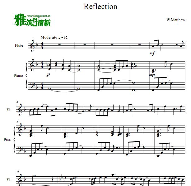 Reflection 花木兰主题曲长笛谱