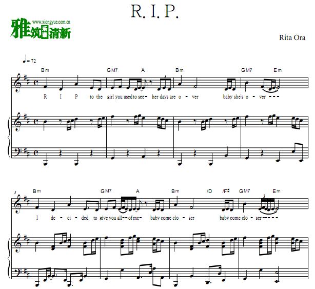 Rita Ora - R.I.P.歌谱 正谱 钢琴谱