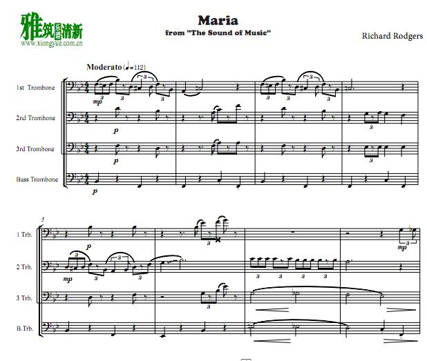 音乐之声 maria 长号四重奏谱