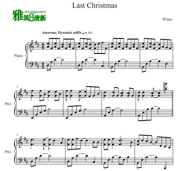 Wham - Last Christmas 去年圣诞钢琴谱