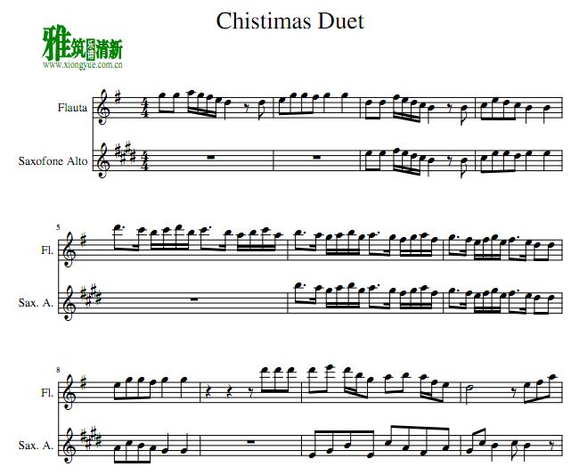 圣诞节Chistimas Duet 长笛萨克斯二重奏谱
