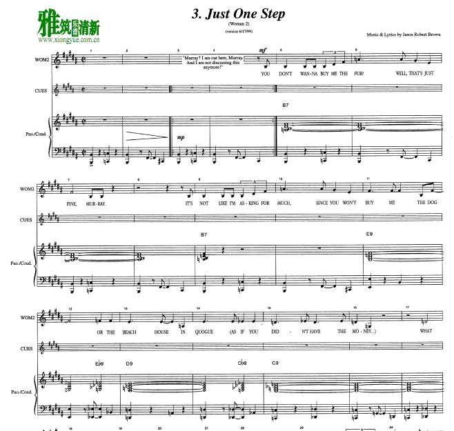 songs for a new world -  just one step钢琴伴奏谱