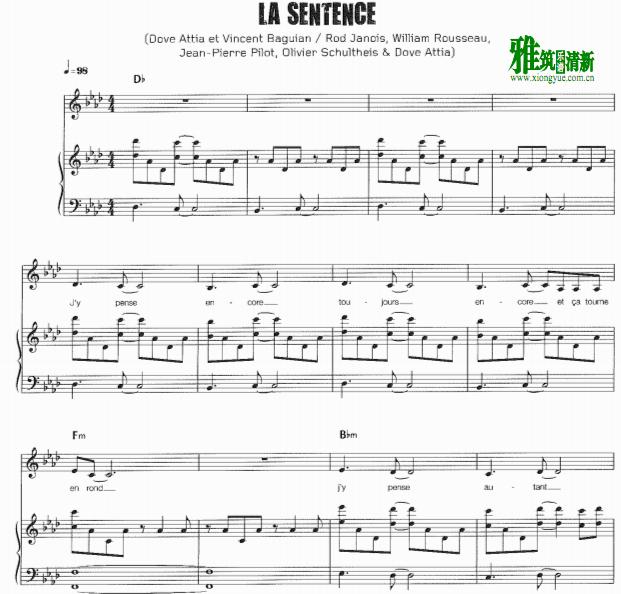 1789 les amants de la bastille - La Sentence 正谱 钢琴伴奏谱