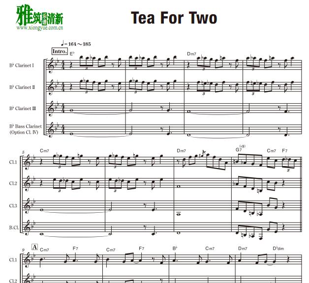 Tea For Two单簧管四重奏谱