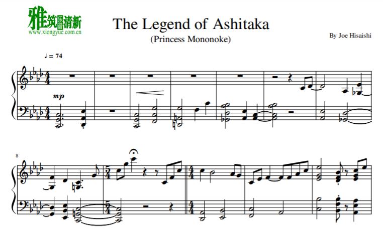 幽灵公主 The Legend of Ashitaka钢琴谱