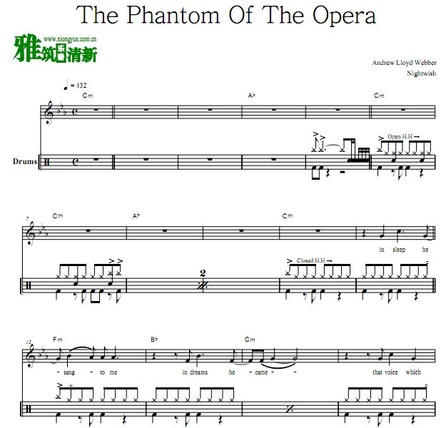 Nightwish - The Phantom Of The Opera 架子鼓谱