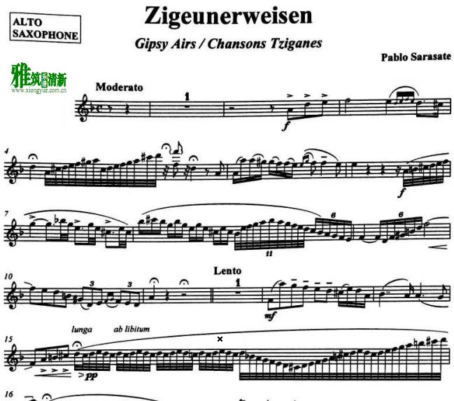 萨拉萨蒂 流浪者之歌 Sarasate-Zigeunerweisen 萨克斯谱