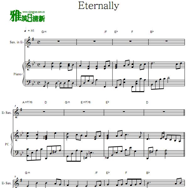 天堂－Eternally降E萨克斯钢琴谱