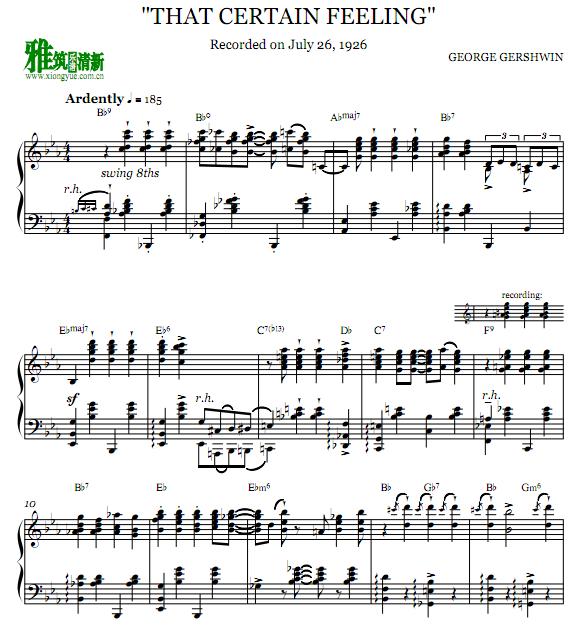 George Gershwin - That Certain Feeling钢琴谱