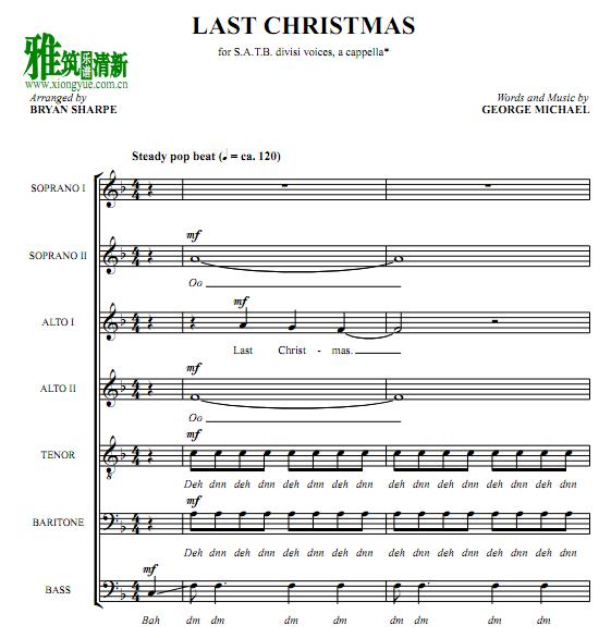 Last Christmas 阿卡贝拉谱