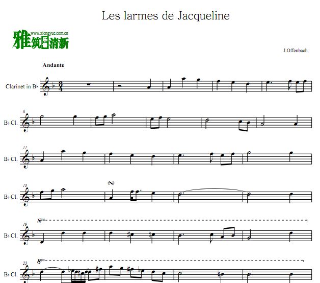 杰奎琳的眼泪 Les larmes de jacqueline单簧管谱