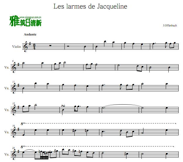 Jacqueline's Tears小提琴谱 Les larmes de jacqueline小提琴谱