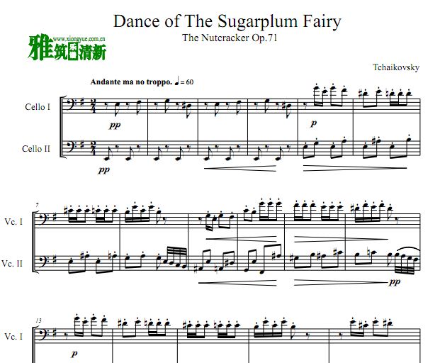 Dance Of The Sugar plum Fairy 大提琴二重奏谱