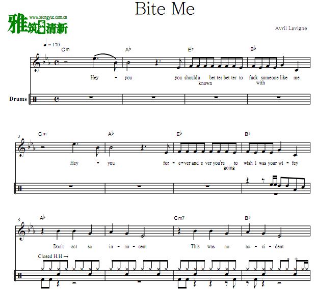 Avril Lavigne - Bite Me 鼓谱