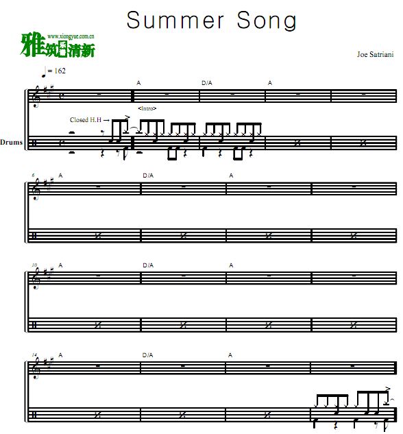 Joe Satriani - Summer Song 爵士鼓谱