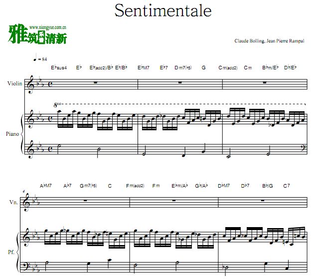 Claude Bolling - Sentimentale 小提琴钢琴伴奏谱