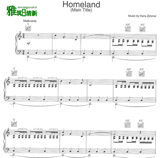 小马王 Homeland（Main Title）钢琴谱