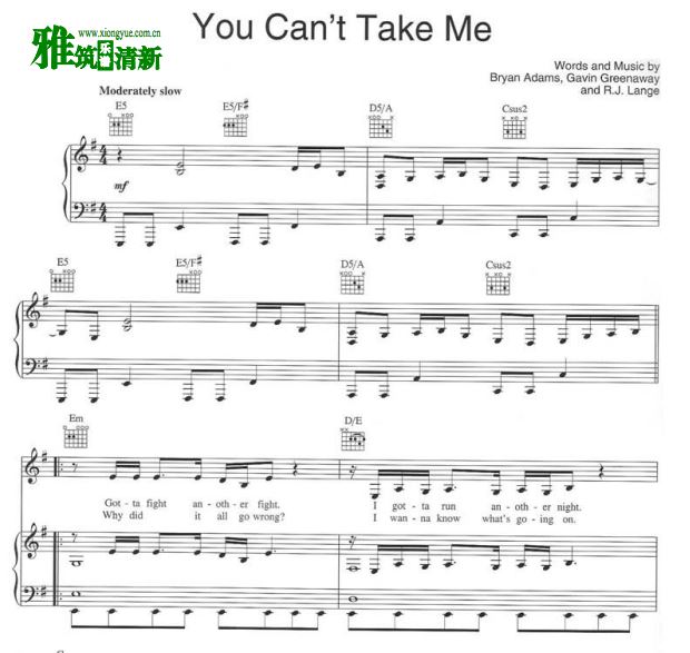 小马王 You Can't Take Me 正谱 歌谱