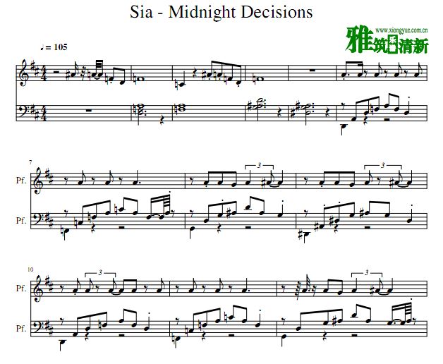 Sia - Midnight Decisions钢琴谱