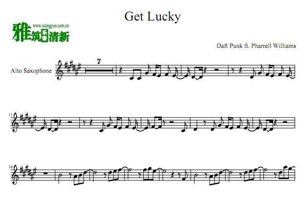 Get Lucky 中音萨克斯谱