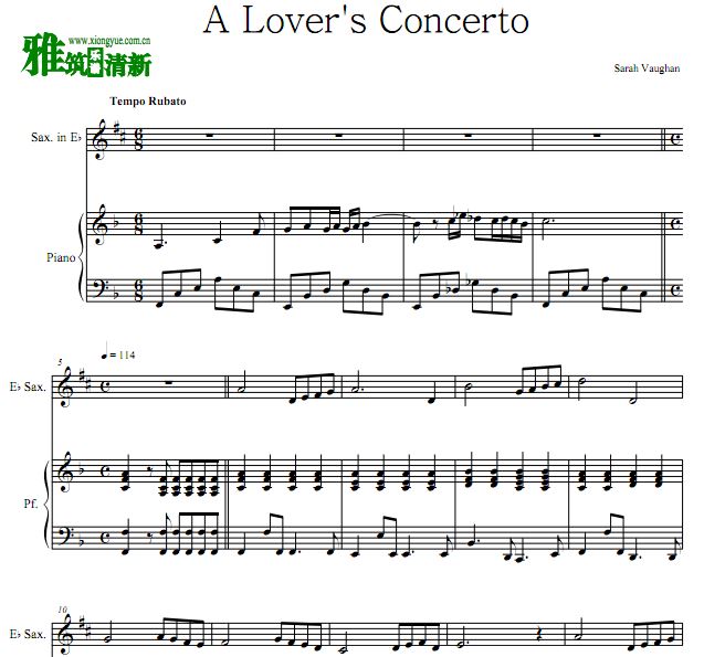 A Lover's Concerto降E萨克斯钢琴伴奏谱