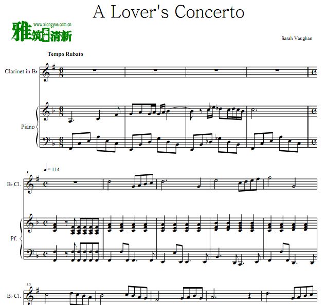 A Lover's Concerto单簧管谱 钢琴伴奏谱