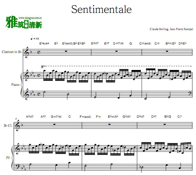 Claude Bolling - Sentimentale单簧管钢琴伴奏谱