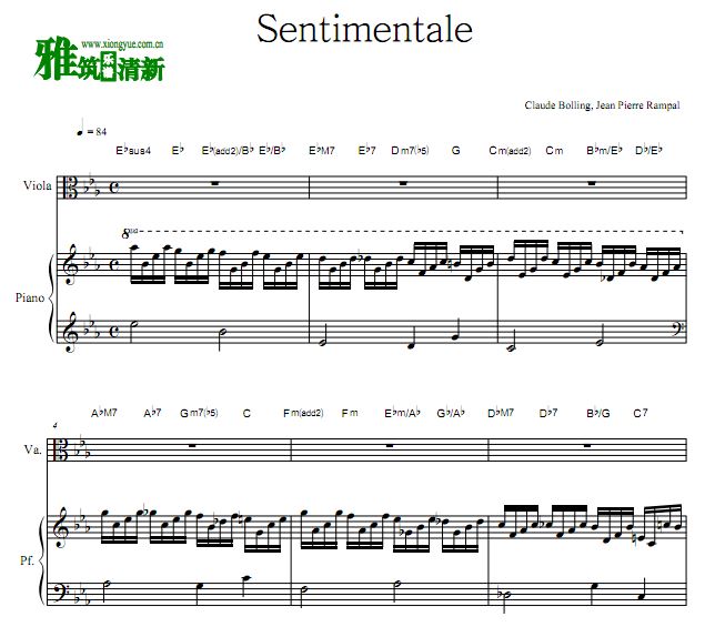 Claude Bolling - Sentimentale 中提琴钢琴伴奏谱