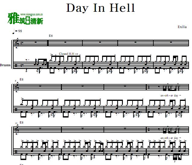 Exilia - Day In Hell 架子鼓谱