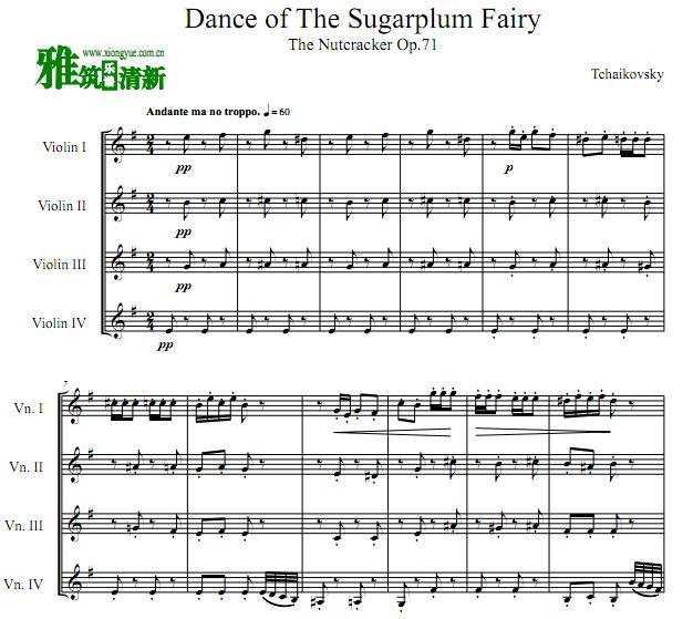 Dance Of The Sugar plum Fairy 小提琴四重奏谱