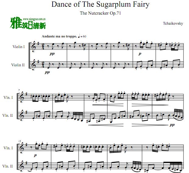 Dance Of The Sugar plum Fairy 小提琴二重奏谱